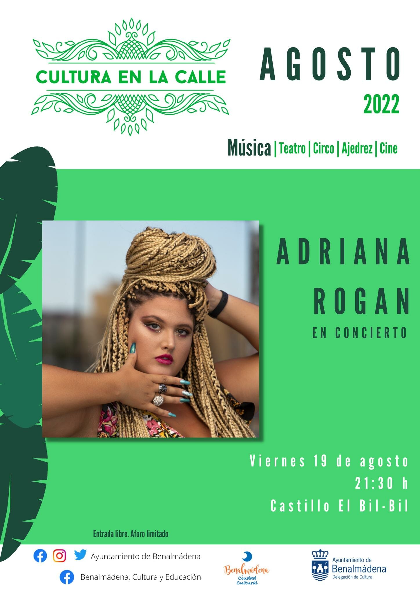 Adriana Rogan trae su fusión de estilos al Castillo El Bil-Bil este viernes 19 de agosto Cartel de Adriana Rogan