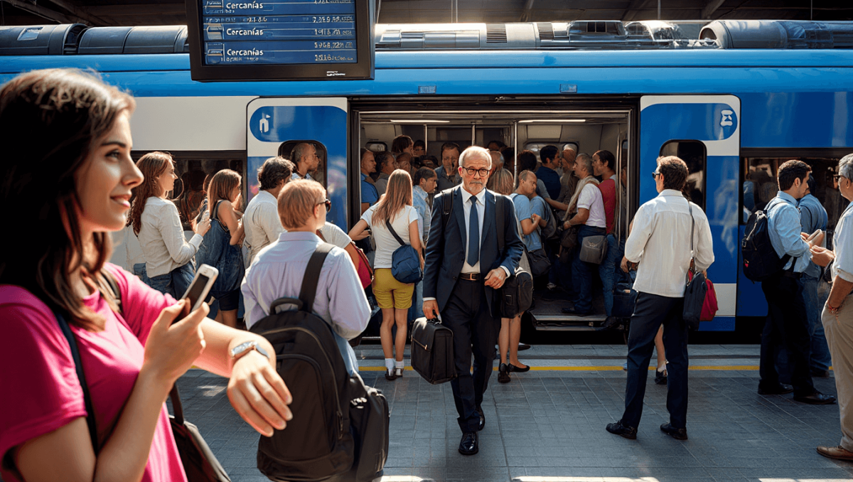 Tren de cercanías en la estación de Fuengirola.