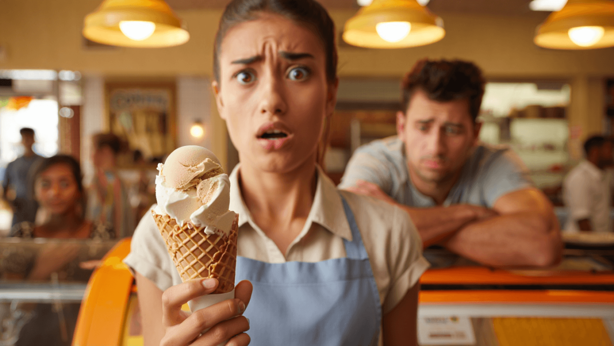 Un cliente le pide un helado y se lo devuelve al verlo así: la camarera no da crédito