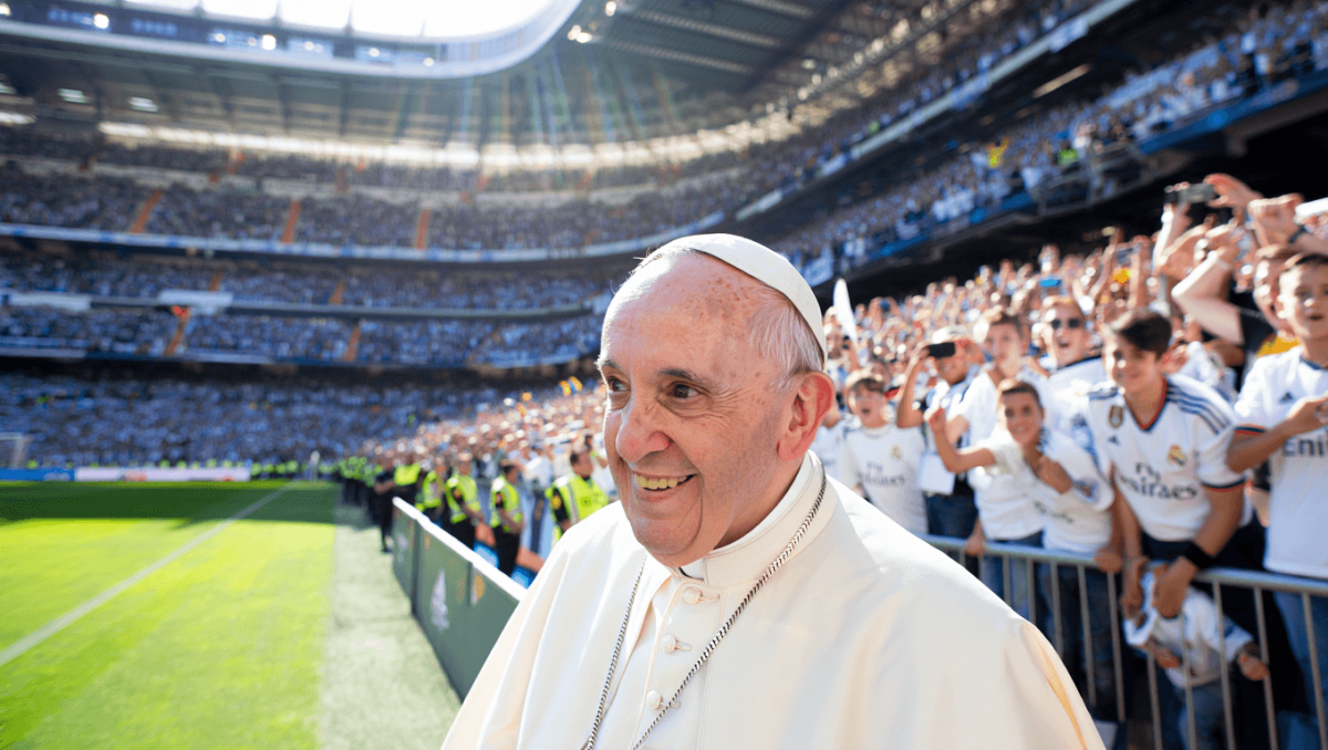 Una analista del Vaticano alucina con lo que pasa en las gradas del Bernabéu cuando el papa habla de "marcar un gol"