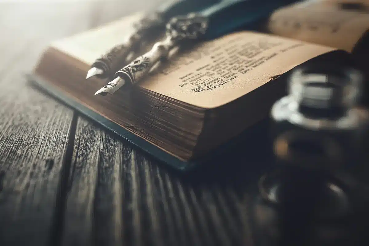 P&aacute;ginas ilustradas de manuscritos po&eacute;ticos con trazos art&iacute;sticos que acompa&ntilde;an versos